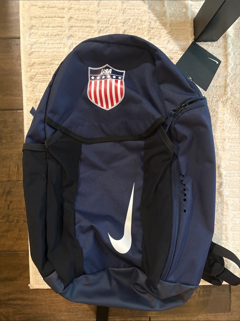 Nike Navy Backpack with USA Shield and Red Accent w/ bonus navy beanie, NWT